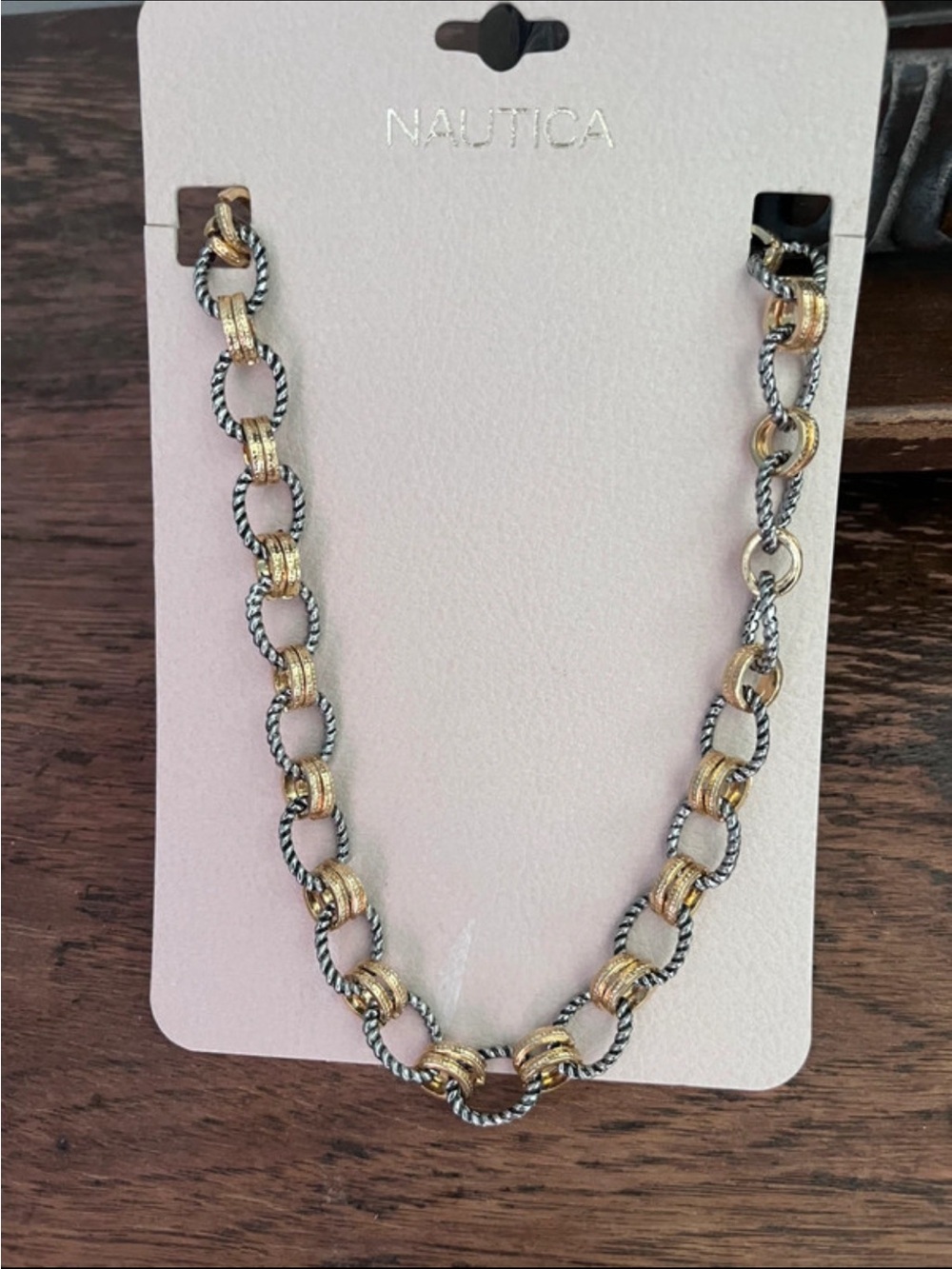 Nautica Two-Tone Statement Chain Necklace NWT - Gold & Silver